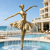 Sculpture d'extérieur en laiton représentant une ballerine, fontaine décorative pour jardin, à vendre