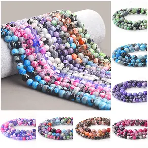 Grosir 6/8/10Mm Multicolor Api Batu Akik Batu Permata Longgar Pinggang Manik-manik Batu Alam Beads untuk Perhiasan Membuat Perlengkapan Dalam String