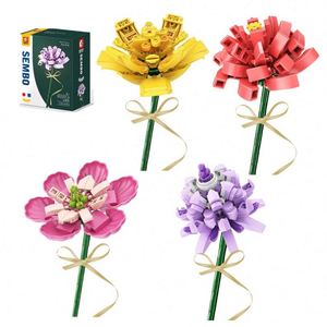 Ensemble de blocs de construction en plastique pour fleurs DIY, jouet éducatif pour enfants - Product Image 1