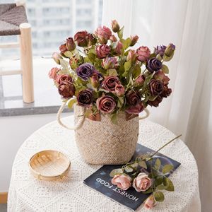 Bouquet de roses artificielles CallaFloral, pétales en polyester, tissu tissé, vase, décoration de mariage, style INS - Product Image 1