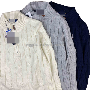 Suéter de Punto Grueso para Hombre, Antiarrugas, con Cierre, de Lana/Nailon, Color Sólido, Manga Larga, Cálido para Otoño, con Logotipo Frontal - Product Image 2