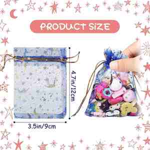 Moon Stars Drawstring Sheer Organza <b>Bags</b> Jewelry Present <b>Bags</b> Pouches Gold Star Organza <b>Favor</b> Pouches for <b>Wedding</b> Party - Product Image 3