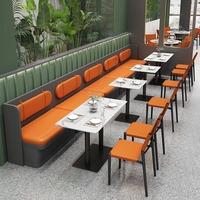 Pizza moderne de Chine café de luxe thé boutique café cuir bois carré Restaurant meubles banc canapé siège Table et ensemble de chaises