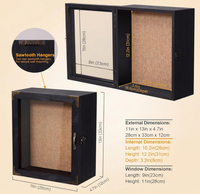 Nouvelle conception vintage, cadre en bois massif 11x13 pour objets mémorables, souvenirs, médailles, photos et objets de collection