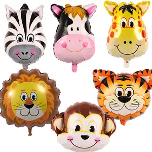 wholesale Monkey tiger zebra lion animal head foil ballons cartoon helium foil balloon manufacturers cartoon mini foil balloon