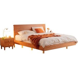 Lit en bois massif nordique, bois de cerisier, 1,5 m, 1,8 m, lit plateforme, style minimaliste japonais, meubles de chambre principale - Product Image 4