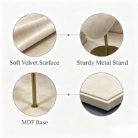 Ensemble de présentoirs à bijoux de luxe en MDF et suède beige pour colliers, bagues, boucles d'oreilles et bracelets, personnalisable pour vitrine de magasin de détail, OEM