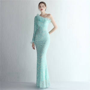 2022 Damen elegante Pailletten V-Ausschnitt Schlinge sexy <span class=keywords><strong>Prom</strong></span> Kleid Temperament sexy Fischschwanz Bankett Abendkleid - Product Image 6