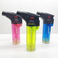 Briquet coupe-vent incliné de style torche au design classique et moderne, en plastique et acier, pour cigarettes, bougies, barbecue, avec logo personnalisé
