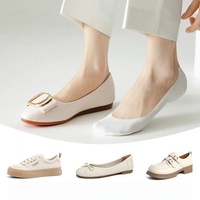 Chaussettes invisibles antidérapantes sans couture, à semelle coussinée, absorbant la transpiration, coupe basse, pour femmes, idéales pour les ballerines et les mocassins.