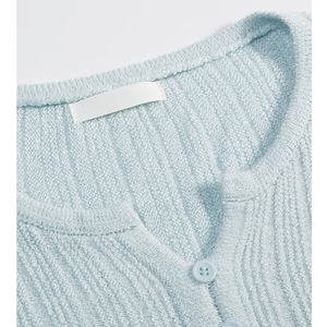 Women's Knitted <b>Cardigan</b> Long Sleeve V Neck Single Breasted Loose Fit Thin Breathable Macaron Color <b>Spring</b> Style - Product Image 3