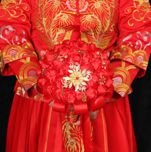 Chinesischer Retro-Stil Rosensträuße Hochzeitsstrauß Brautband Simulationsblumensträuße für Hochzeiten - Product Image 3
