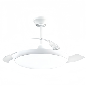 Ventilateur de plafond LED industriel avec 3 pales transparentes, moteur DC, télécommande, variateur d'intensité, lumière blanc chaud doux, 6 vitesses, 30-34 dB, pour salon - Product Image 2