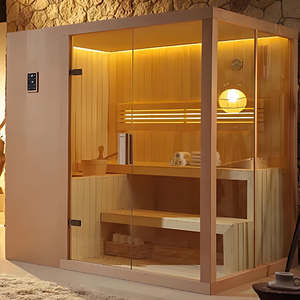 وصول جديد حار بيع مكعب الأشعة تحت الحمراء المقصورة التقليدية الجافة في الهواء الطلق + برميل + ساونا برميل مربع الأرز البخار ساونا في الهواء الطلق - Product Image 3