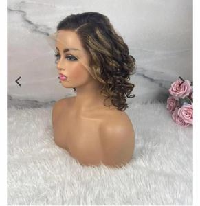 Pelucas de cabello humano brasileño Remy, postizo de encaje Frontal transparente, corte Bob corto con ondas, Color Natural, venta al por mayor - Product Image 1