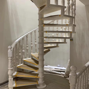 Escalera de Madera Maciza con Diseño Espiral de Eje <span class=keywords><strong>Central</strong></span> Personalizable, Escalera Interior Fácil de Instalar, Duradera, Ecológica, para Ático, Hotel - Product Image 2