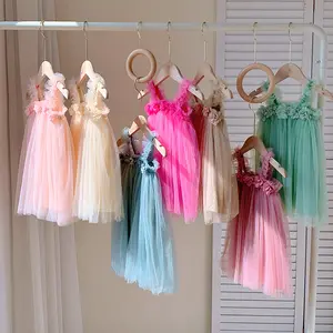 2024 summer tulle 3d flowers baby 1 year old party dress