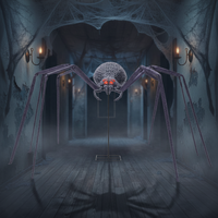 Décoration d'Halloween : Araignée Géante Électrique de 2,3 m avec Induction Infrarouge, Lumineuse et Sonore, Accessoire de Décoration pour Maison Hantée, Grand Ornement