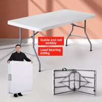 Table pliante en plastique moulé par soufflage de 1,80 m, moderne, simple, empilable, imperméable, portable, pour l'extérieur, pour conférences