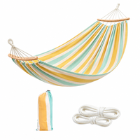 Hamac en toile rayé portable avec sac de transport, plage, voyage, randonnée, aventure en plein air, camping, hamac en toile