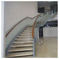 Prima Factory Maßgefertigte Gebogene Glastreppe Innen-Stahl-Bogentreppe für Villa und Büro