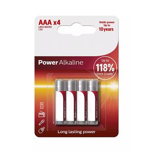 Pila Alcalina AAA LR03 1,5V - Blister de 4 Unidades, Dimensiones 10,5x44,5mm, Ideal para Dispositivos Electrónicos y Juguetes. - Product Image 1