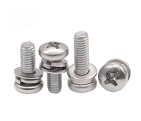 Sekrup Kombinasi Kepala Pan Recessed Silang Baja Tahan Karat Shenghu-Ukuran Inci dengan Ring Datar & Ring Pegas GB/DIN
