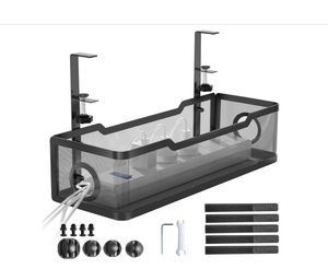 Vassoio Portacavi in Rete Metallica Senza Foratura per Gestione Cavi Sotto la Scrivania, Organizzatore per Cavi da Scrivania per Casa e Ufficio, Scrivania Regolabile in Altezza - Product Image 2