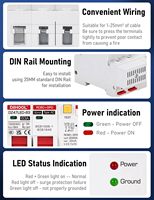 Disjoncteur différentiel et parafoudre de protection contre les surtensions 63 A bipolaire CA 120 V-240 V capacité de coupure 6 kA 50/60 Hz PA66