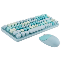 Set Kombo dan Mouse nirkabel 2.4G Keyboard mesin tik pabrik OEM kunci warna campuran Mini