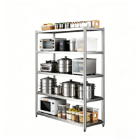 Étagère de rangement robuste en acier inoxydable épaissi à 4 niveaux, étagère commerciale de qualité supérieure pour la cuisine, vente en gros