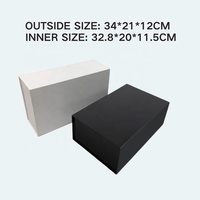 Boîte cadeau pliable haut de gamme écologique avec doublure en éponge, fermeture magnétique blanche et noire pour mariage, fête, emballage 34*21*12cm