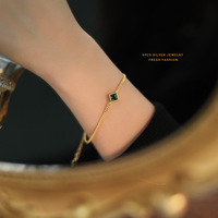Bracelet en zircon de style français vintage, plaqué or, pour femmes, style minimaliste de luxe léger, style palais, personnalisé, haut de gamme
