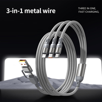 Cable USB-C 3 en 1 de Carga Rápida PD de 100W (Paquete de 2) con Transferencia de Datos para Teléfono, Tableta y iPhone