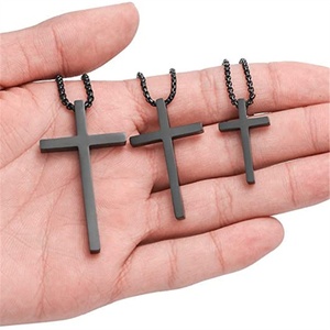 Dina Fashion Factory ciondolo croce di alta qualità collana <span class=keywords><strong>con</strong></span> catena di perle in acciaio inossidabile placcato in oro 18 carati gioielli senza appannamento per uomo - Product Image 2