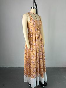 Vestidos Maxi de Verano con Estampado Floral, Cuello en U, Sin Mangas, Plisados, para Mujer, Moda, Más Vendidos - Product Image 5