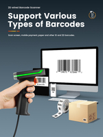 XB-D40 pemindai kode qr genggam kabel usb 2d dengan pemindai kode qr gambar cmos berkabel berdiri