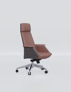 Modern new design office furniture pu leather wood grain armrest cheap boss executive manager office swivel chair