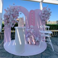 Latar belakang pernikahan Pink putih bingkai lengkung PVC latar belakang dinding acara Chiara lengkungan Latar Belakang Berdiri untuk dekorasi pesta pernikahan