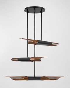 Candelabro lineal con flecos de cadena dorada, iluminación artística moderna para comedores - Product Image 4