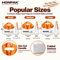 Sac en papier kraft en forme de toque de chef HONPAK, emballage personnalisé pour boulangerie avec poignée découpée pour les boulangeries, pâtisseries et confiseries