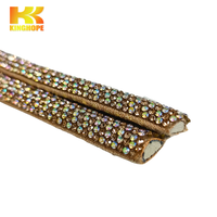 Bande de strass holographique dorée de 8 mm à 6 rangées, matériau pour chaussures, ruban thermocollant, accessoire diamant iridescent, largeur et longueur personnalisables