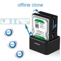 FIDECO Sata 2.5 3.5 Dual Bay 3 Usb 3.0 port Offline klon Hard Drive eksternal Hdd 2.5 Ssd stasiun Dok aluminium