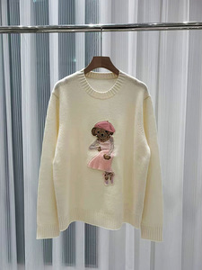 <span class=keywords><strong>Pull</strong></span>-over tricoté à l'ordinateur pour femme, style universitaire, col rond, motif ours rose, anti-boulochage, nouvelle collection hiver coréenne, 26 ans d'expérience - Product Image 6