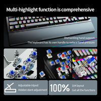Clavier mécanique RGB pleine taille SOREX AK104, nouveau, filaire USB Type-C, touches translucides en ABS, ambidextre, programmable, pour jeux