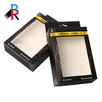 Boîte à ongles professionnelle personnalisée en papier d'art avec fenêtre en PVC et rabat, pour vente en gros