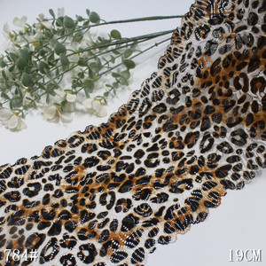 Vente en gros de <span class=keywords><strong>dentelle</strong></span> en maille élastique écologique à imprimé léopard <span class=keywords><strong>au</strong></span> mètre 19cm de garniture en <span class=keywords><strong>dentelle</strong></span> élasthanne en nylon souple pour sous-vêtements féminins - Product Image 3