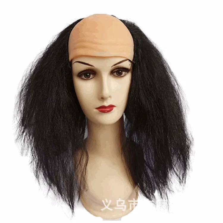 Supply Halloween Masquerade Funny Bald Wig Black White Bald Character Cosplay Cheap Wig Vendors
