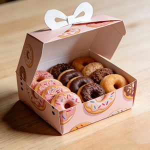 Groothandel grote witte kartonnen donutdoos met matte laminatie voor cadeauverpakkingen - Product Image 1