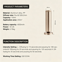 Diffuseur d'arômes ultrasonique rechargeable à piles, diffuseur de parfum à commande tactile, sur pied, en métal, pour usage domestique